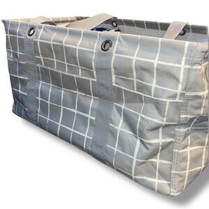 Thirty One Large Utility Tote Organizer Canvas Car Beach Collapsible Trunk Gray